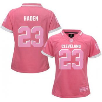 Women's Cleveland Browns #23 Joe Haden Pink Bubble Gum 2015 NFL Jersey