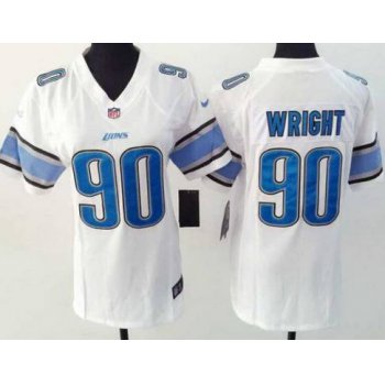 Women's Detroit Lions #90 Gabe Wright Nike White Game Jersey