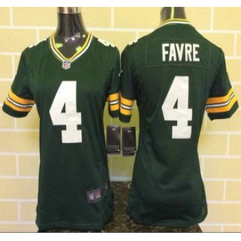 Women's Green Bay Packers #4 Brett Favre Green Team Color NFL Nike Game Jersey