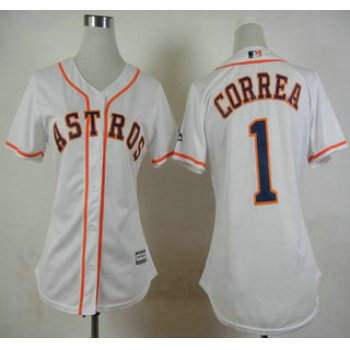 Women's Houston Astros #1 Carlos Correa Home White 2015 MLB Cool Base Jersey