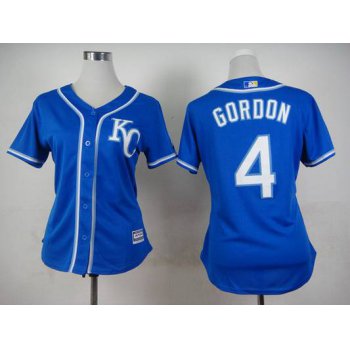 Women's Kansas City Royals #4 Alex Gordon 2014 Blue Jersey