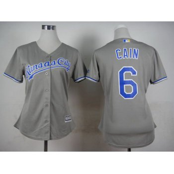 Women's Kansas City Royals #6 Lorenzo Cain Gray Jersey