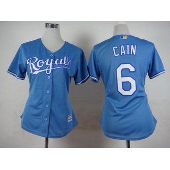 Women's Kansas City Royals #6 Lorenzo Cain Light Blue Jersey