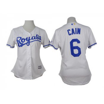 Women's Kansas City Royals #6 Lorenzo Cain White Jersey