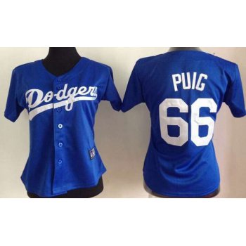 Women's Los Angeles Dodgers #66 Yasiel Puig Blue Jersey