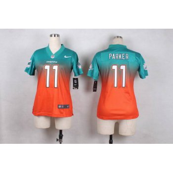 Women's Miami Dolphins #11 DeVante Parker GreenOrange Fadeaway Jersey