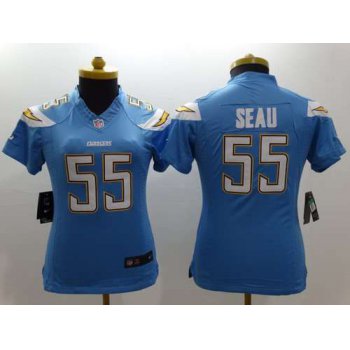 Women's San Diego Chargers #55 Junior Seau 2013 Nike Light Blue Limited Jersey