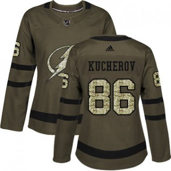 Adidas Tampa Bay Lightning #86 Nikita Kucherov Green Salute to Service Women's Stitched NHL Jersey