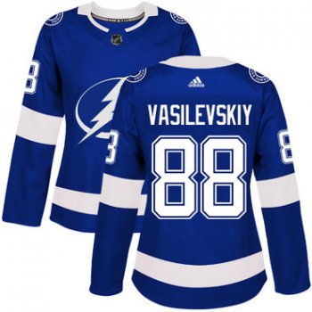 Adidas Tampa Bay Lightning #88 Andrei Vasilevskiy Blue Home Authentic Women's Stitched NHL Jersey