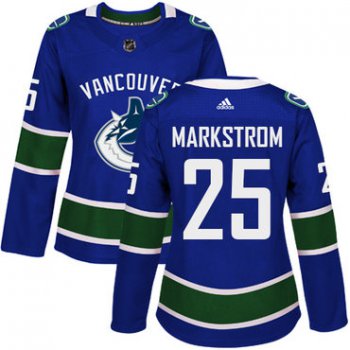 Adidas Vancouver Canucks #25 Jacob Markstrom Blue Home Authentic Women's Stitched NHL Jersey