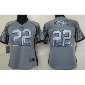 Nike Dallas Cowboys #22 Emmitt Smith Drift Fashion Gray Womens Jersey