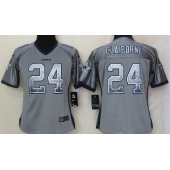 Nike Dallas Cowboys #24 Morris Claiborne Drift Fashion Gray Womens Jersey