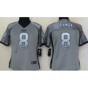 Nike Dallas Cowboys #8 Troy Aikman Drift Fashion Gray Womens Jersey