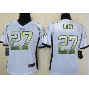 Nike Green Bay Packers #27 Eddie Lacy Drift Fashion White Womens Jersey