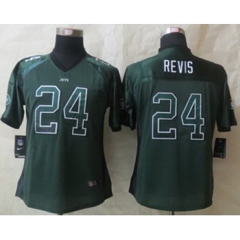 Nike New York Jets #24 Darrelle Revis Drift Fashion Green Womens Jersey