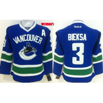 Vancouver Canucks #3 Kevin Bieksa Blue Womens Jersey