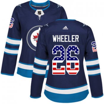 Adidas Winnipeg Jets #26 Blake Wheeler Navy Blue Home Authentic USA Flag Women's Stitched NHL Jersey