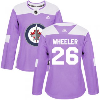 Adidas Winnipeg Jets #26 Blake Wheeler Purple Authentic Fights Cancer Women's Stitched NHL Jersey