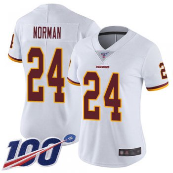 Redskins #24 Josh Norman White Women's Stitched Football 100th Season Vapor Limited Jersey