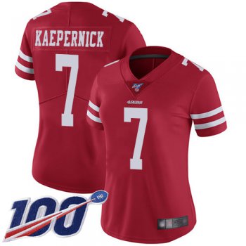 Nike 49ers #7 Colin Kaepernick Red Team Color Women's Stitched NFL 100th Season Vapor Limited Jersey