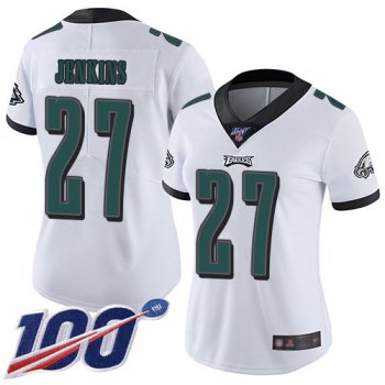 Nike Eagles #27 Malcolm Jenkins White Women's Stitched NFL 100th Season Vapor Limited Jersey