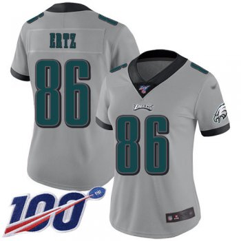 Nike Eagles #86 Zach Ertz Silver Women's Stitched NFL Limited Inverted Legend 100th Season Jersey