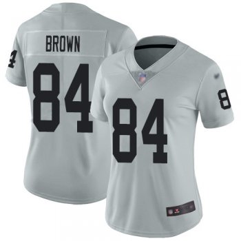 Nike Raiders #84 Antonio Brown Silver Women's Stitched NFL Limited Inverted Legend Jersey