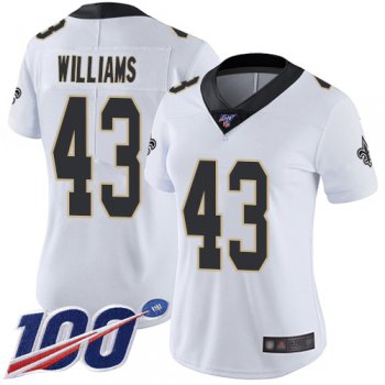 Nike Saints #43 Marcus Williams White Women's Stitched NFL 100th Season Vapor Limited Jersey