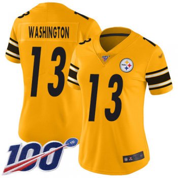 Nike Steelers #13 James Washington Gold Women's Stitched NFL Limited Inverted Legend 100th Season Jersey