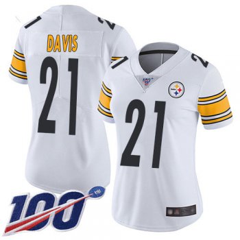 Nike Steelers #21 Sean Davis White Women's Stitched NFL 100th Season Vapor Limited Jersey