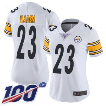 Nike Steelers #23 Joe Haden White Women's Stitched NFL 100th Season Vapor Limited Jersey