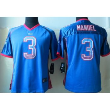 Nike Buffalo Bills #3 EJ Manuel Drift Fashion Blue Womens Jersey