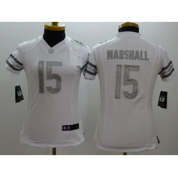 Nike Chicago Bears #15 Brandon Marshall Platinum White Limited Womens Jersey