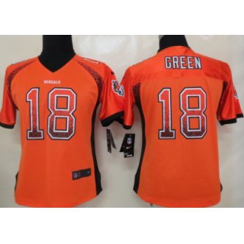 Nike Cincinnati Bengals #18 A.J. Green Drift Fashion Orange Womens Jersey