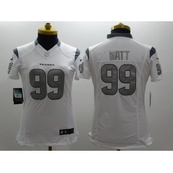 Nike Houston Texans #99 J.J. Watt Platinum White Limited Womens Jersey