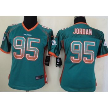 Nike Miami Dolphins #95 Dion Jordan Drift Fashion Green Womens Jersey