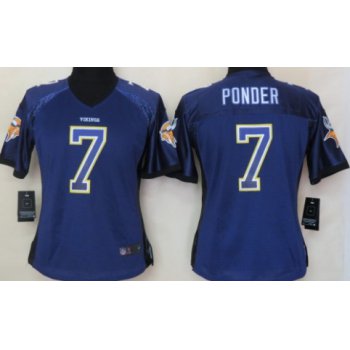 Nike Minnesota Vikings #7 Christian Ponder Drift Fashion Purple Womens Jersey