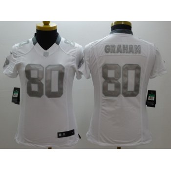 Nike New Orleans Saints #80 Jimmy Graham Platinum White Limited Womens Jersey