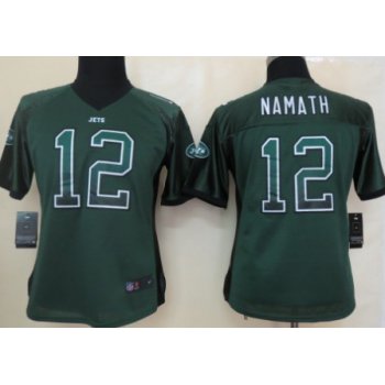 Nike New York Jets #12 Joe Namath Drift Fashion Green Womens Jersey