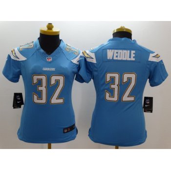 Nike San Diego Chargers #32 Eric Weddle 2013 Light Blue Limited Womens Jersey