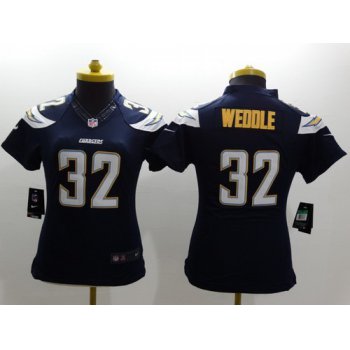 Nike San Diego Chargers #32 Eric Weddle 2013 Navy Blue Limited Womens Jersey