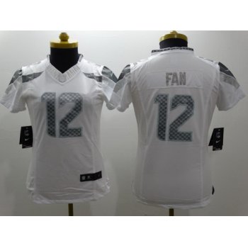 Nike Seattle Seahawks #12 Fan Platinum White Limited Womens Jersey