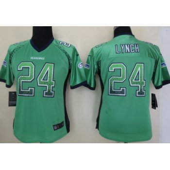 Nike Seattle Seahawks #24 Marshawn Lynch Drift Fashion Green Womens Jersey