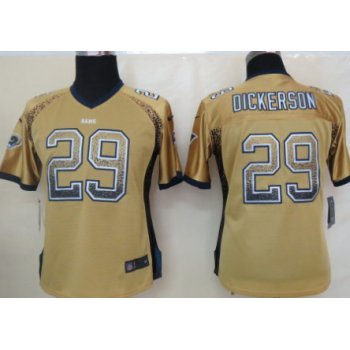 Nike St. Louis Rams #29 Eric Dickerson Drift Fashion Gold Womens Jersey