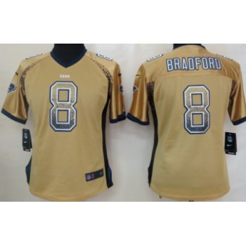 Nike St. Louis Rams #8 Sam Bradford Drift Fashion Gold Womens Jersey