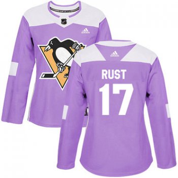 Adidas Pittsburgh Penguins #17 Bryan Rust Purple Authentic Fights Cancer Women's Stitched NHL Jersey