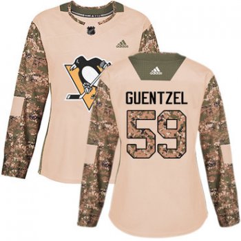 Adidas Pittsburgh Penguins #59 Jake Guentzel Camo Authentic 2017 Veterans Day Women's Stitched NHL Jersey