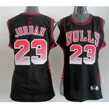 Chicago Bulls #23 Michael Jordan Vibe Black Fashion Womens Jersey