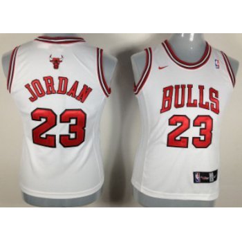 Chicago Bulls #23 Michael Jordan White Womens Jersey