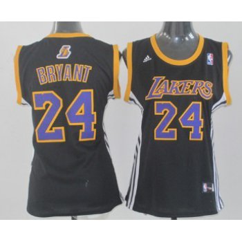 Los Angeles Lakers #24 Kobe Bryant Black With Purple Womens Jersey